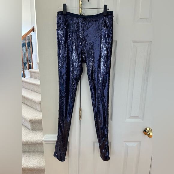 Sass & Bide Navy Blue Heavy Weight Sequin Pants - Picture 2 of 8